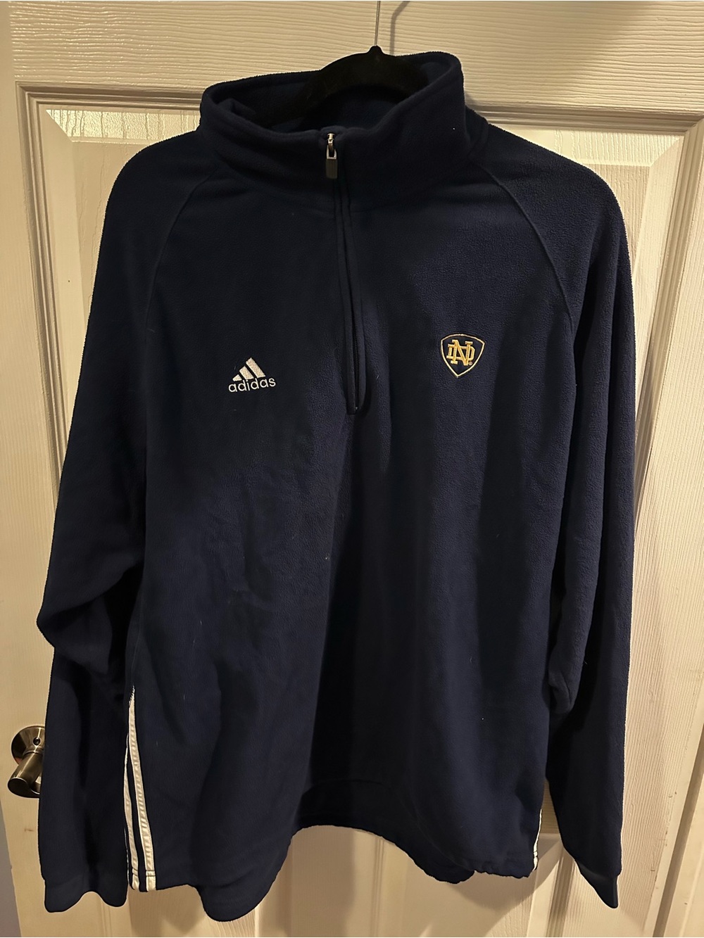 Adidas Men's Navy Quarter-Zip Fleece Sweater size large